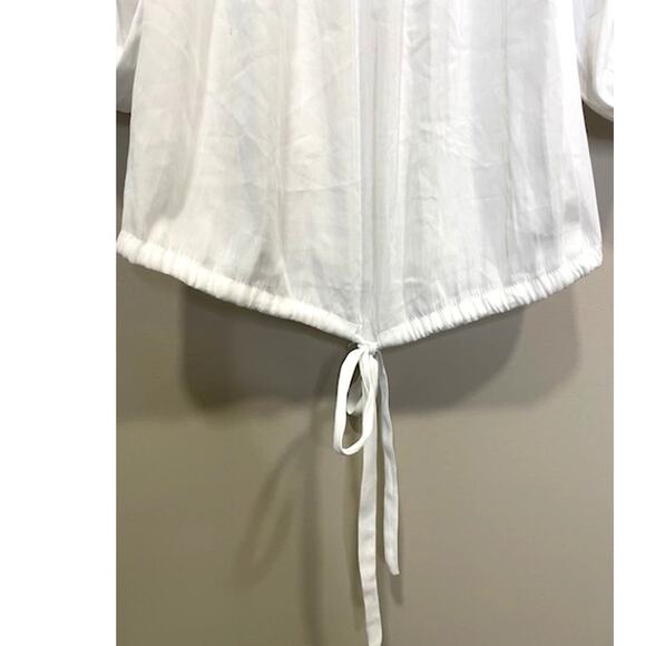 Alice & Trixie by Angela George White Cinch Waist Bubble Sleeve Blouse Sz Small - Picture 8 of 8